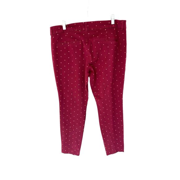 Old Navy Burgundy Rose Gold Polka Dot Mid-Rise Pixie Ankle Pants Size 14 Petite - Picture 10 of 14